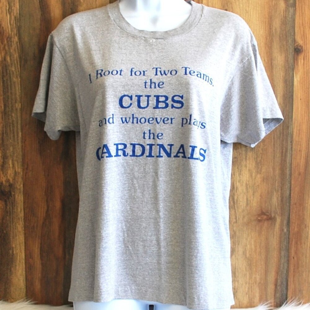 Cubs vs Cardinals Rivalry Tee Gray Medium